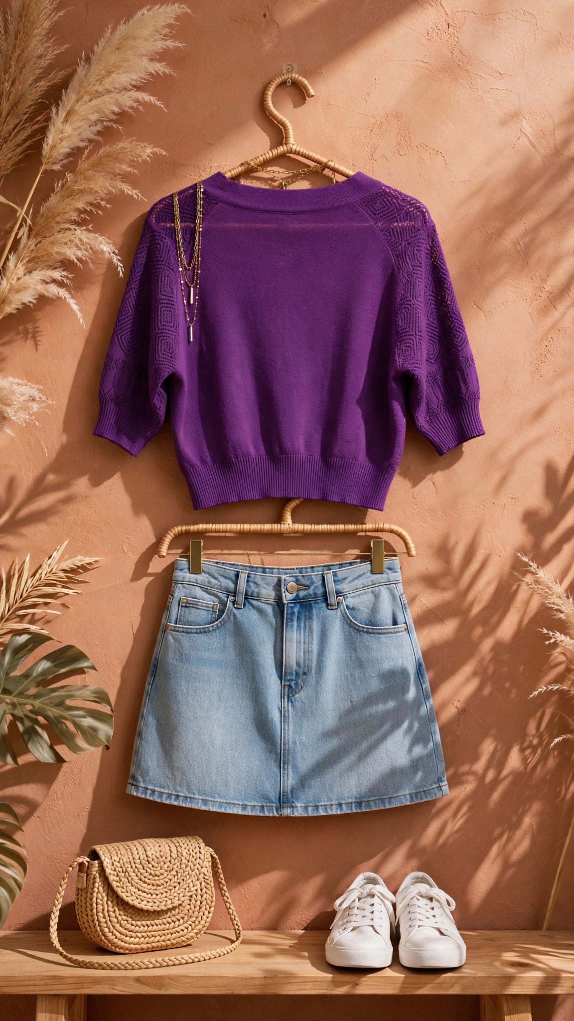 Purple Pointelle Cropped Bolero Cardigan - Size Small