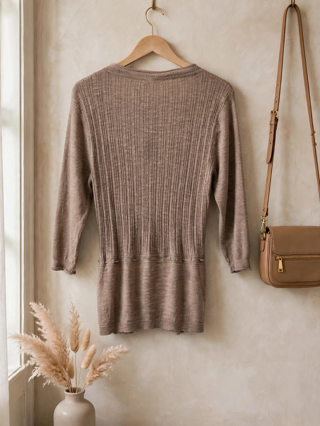 Ladies Truworths TRS Taupe Ribbed Wrap Cardigan - Size Small