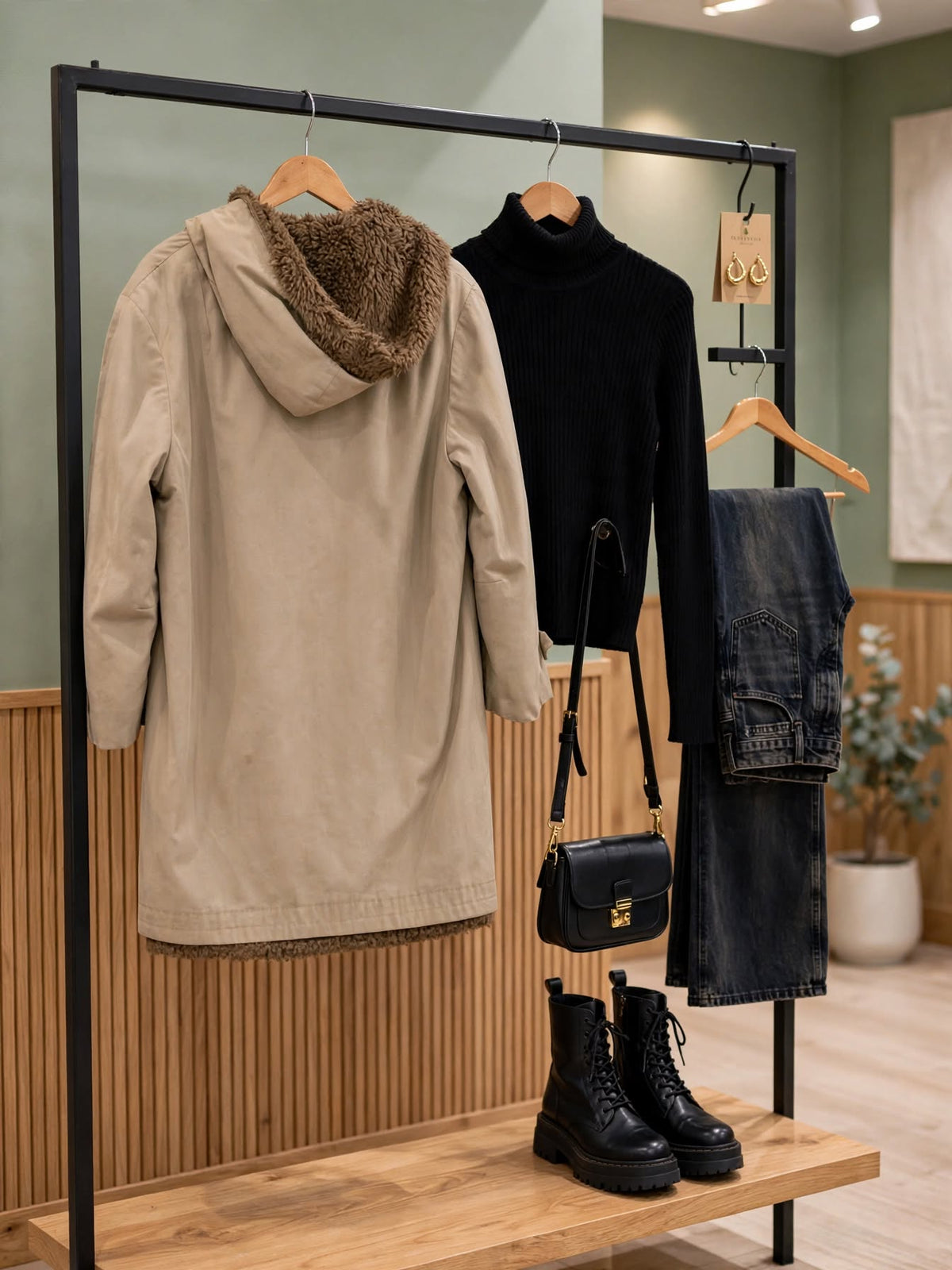 Rhonuline Beige with Teddy Sherpa Borg Lined Hooded Parka Jacket - Size XL