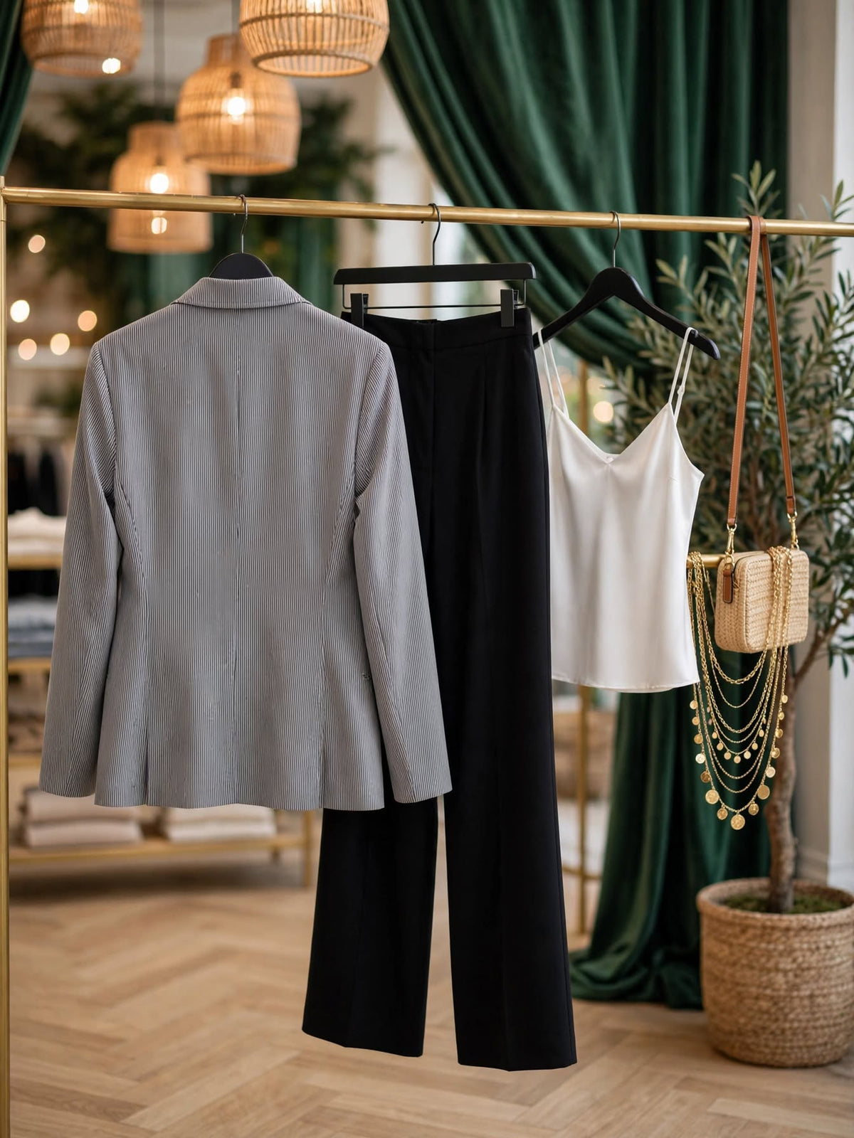 Foschini's Fashion Express Grey & White Pinstripe Blazer Jacket - Size 16