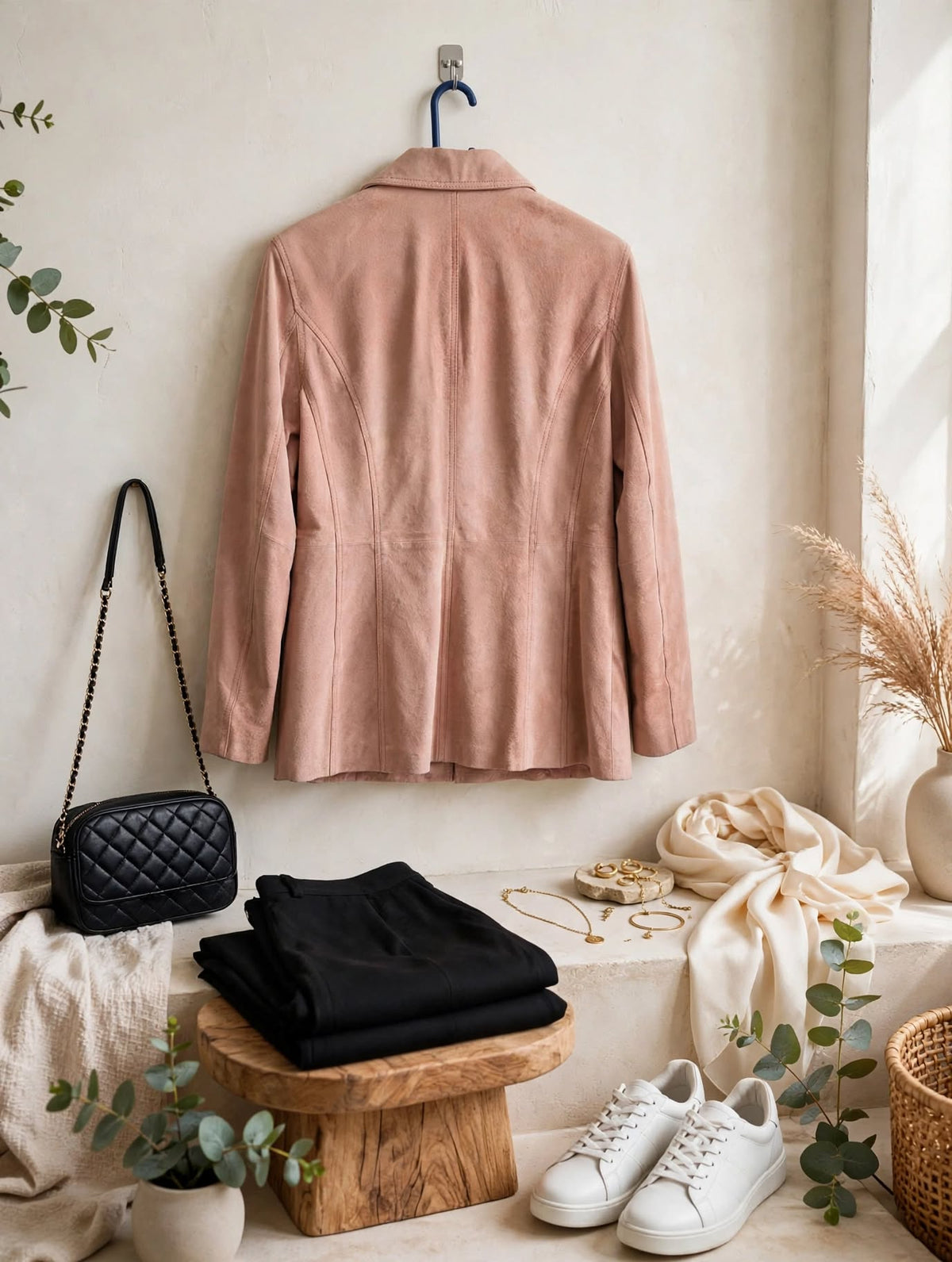 Cherokee Blush Pink Suede Blazer Jacket - Size Medium