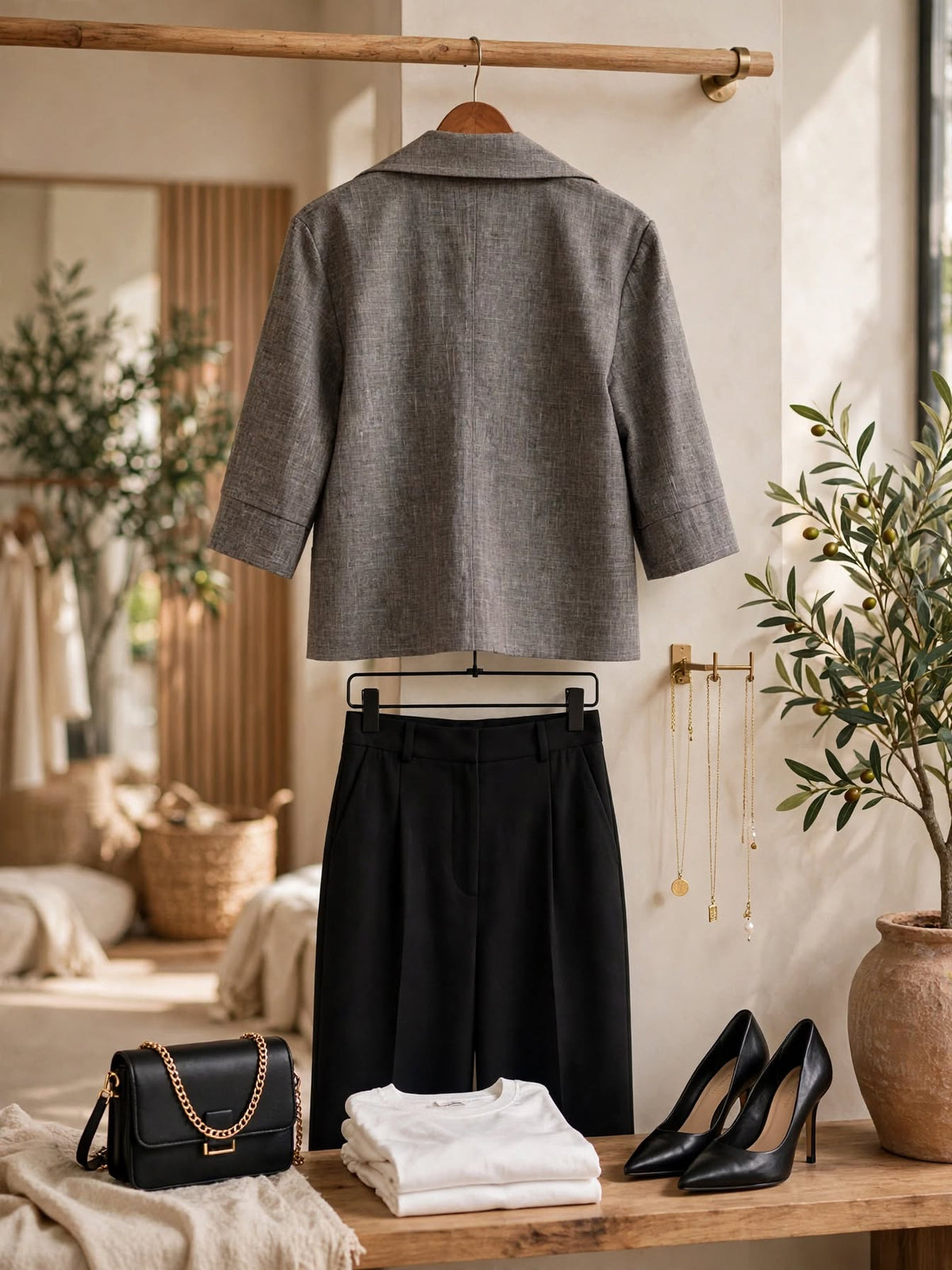 Grey Textured Cropped Blazer Jacket - Size Small
