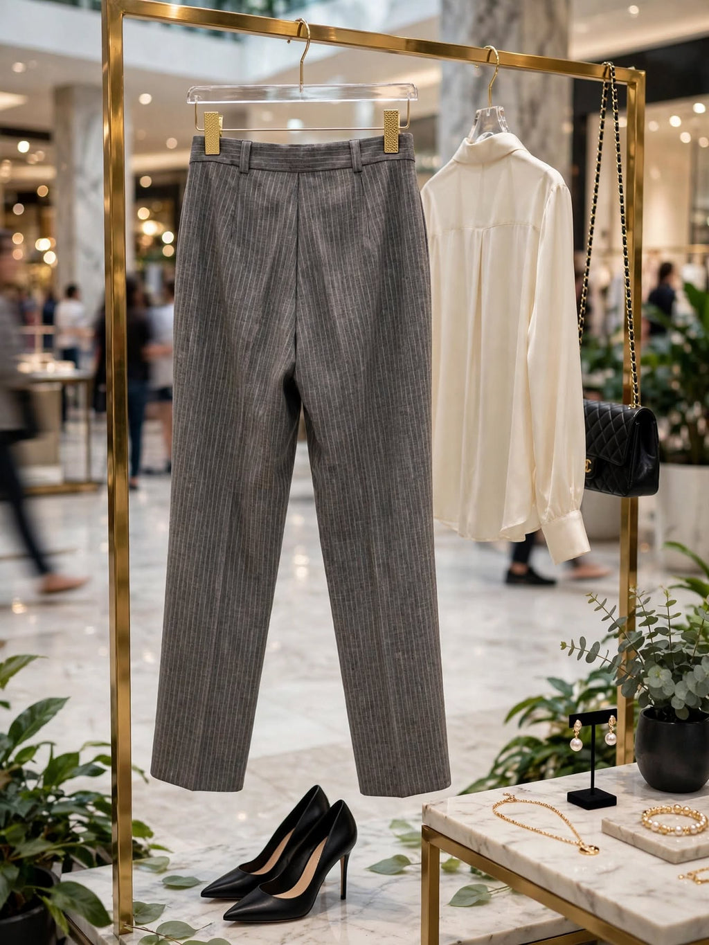Edgars Kelso Casuals Grey Pinstripe Tailored Dress Pants - Size 12