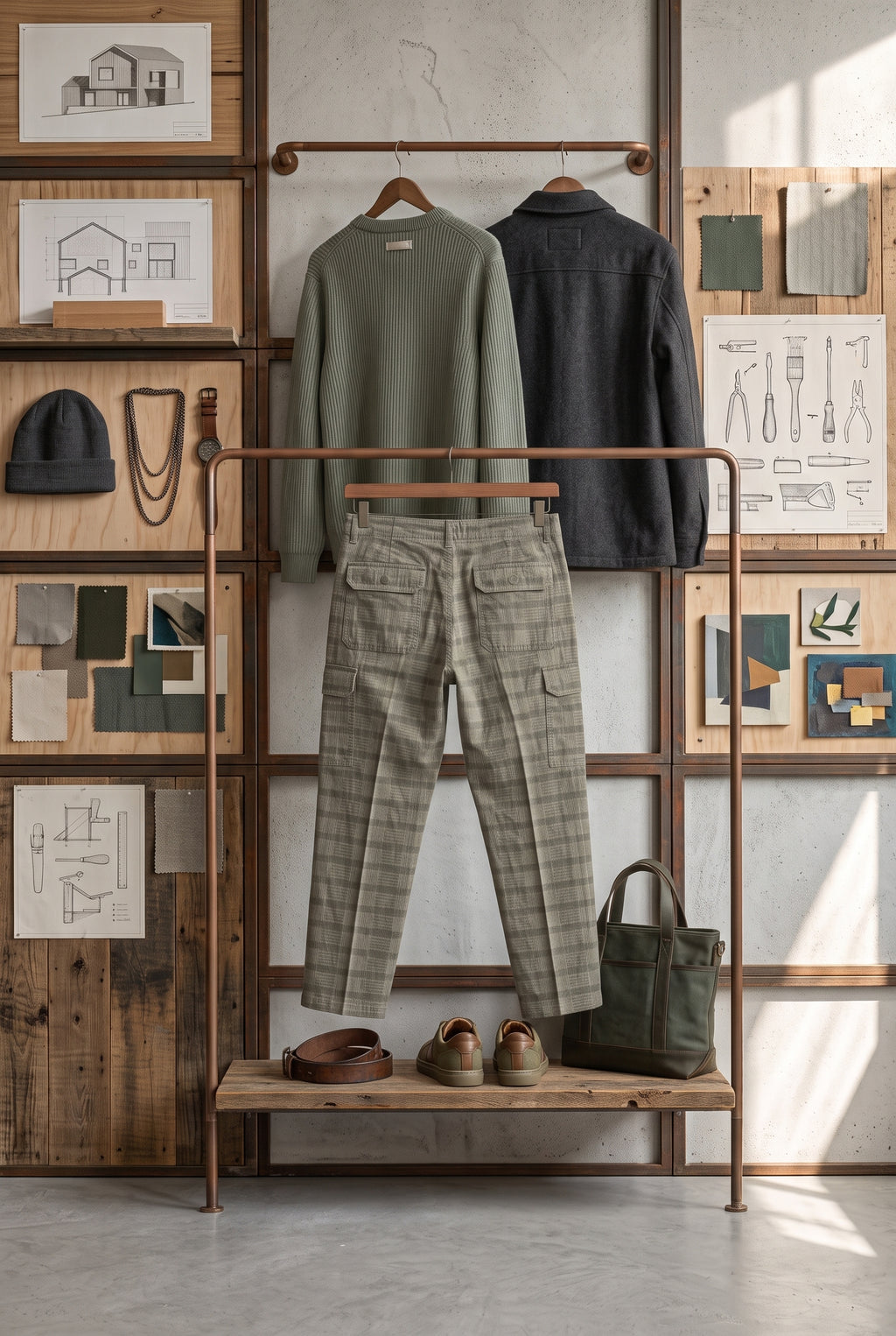 Trail Tonal Plaid Utility Trousers – Size 36