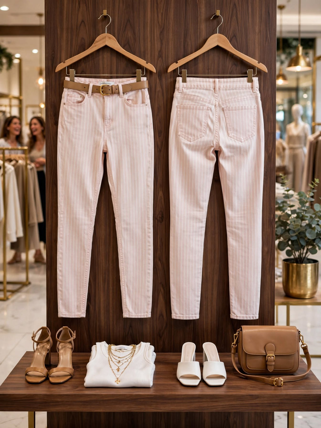 1996 DNM Blush Pink Pinstripe PR Skinny Jean - Size 32