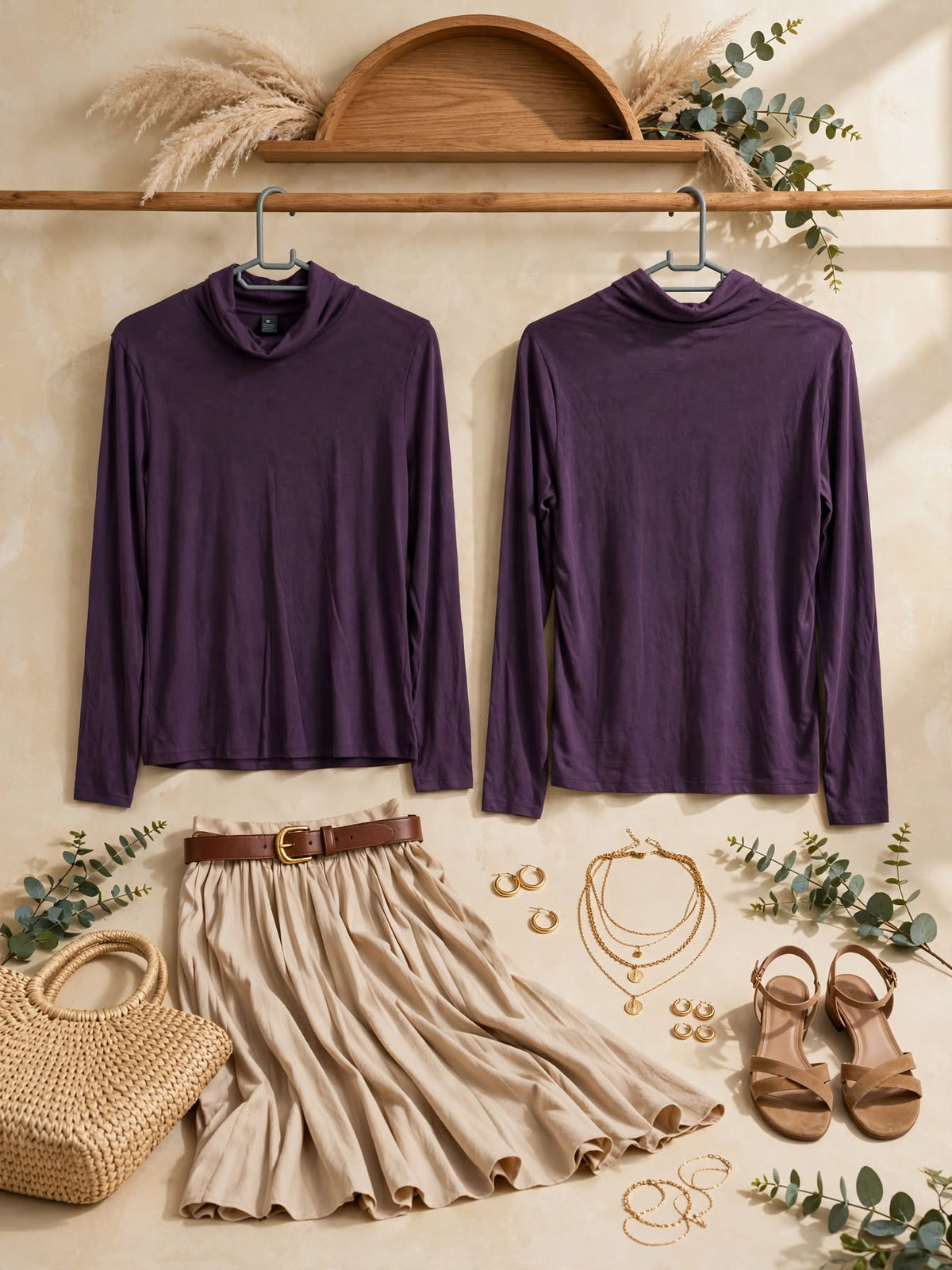 Woolworths Edition Cowl Plum Purple Neck Top - Size Medium