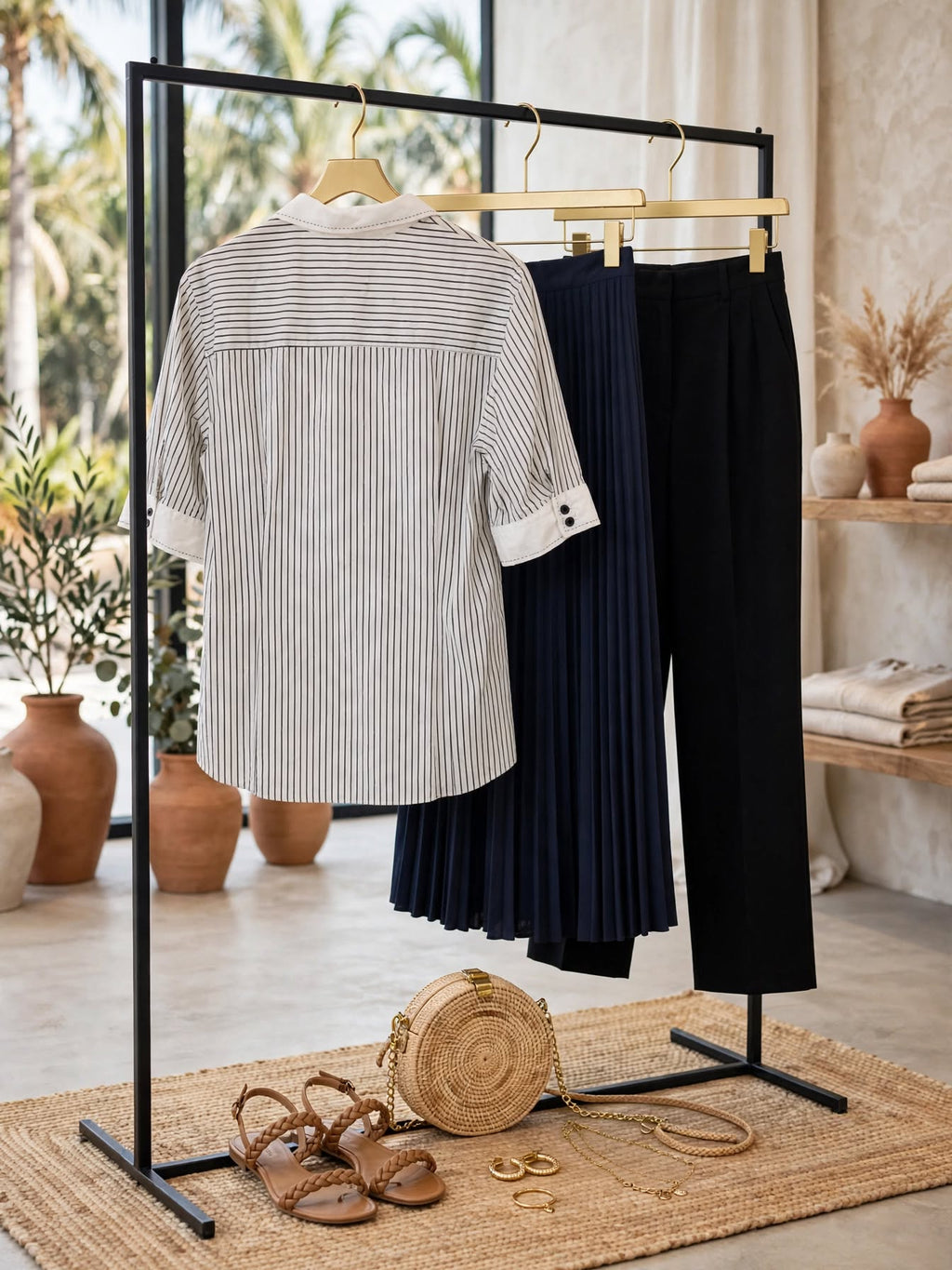 Black & White Asymmetric Stripe Shirt with Contrast Collar & Cuffs Pinstripe Blouse - Size 18