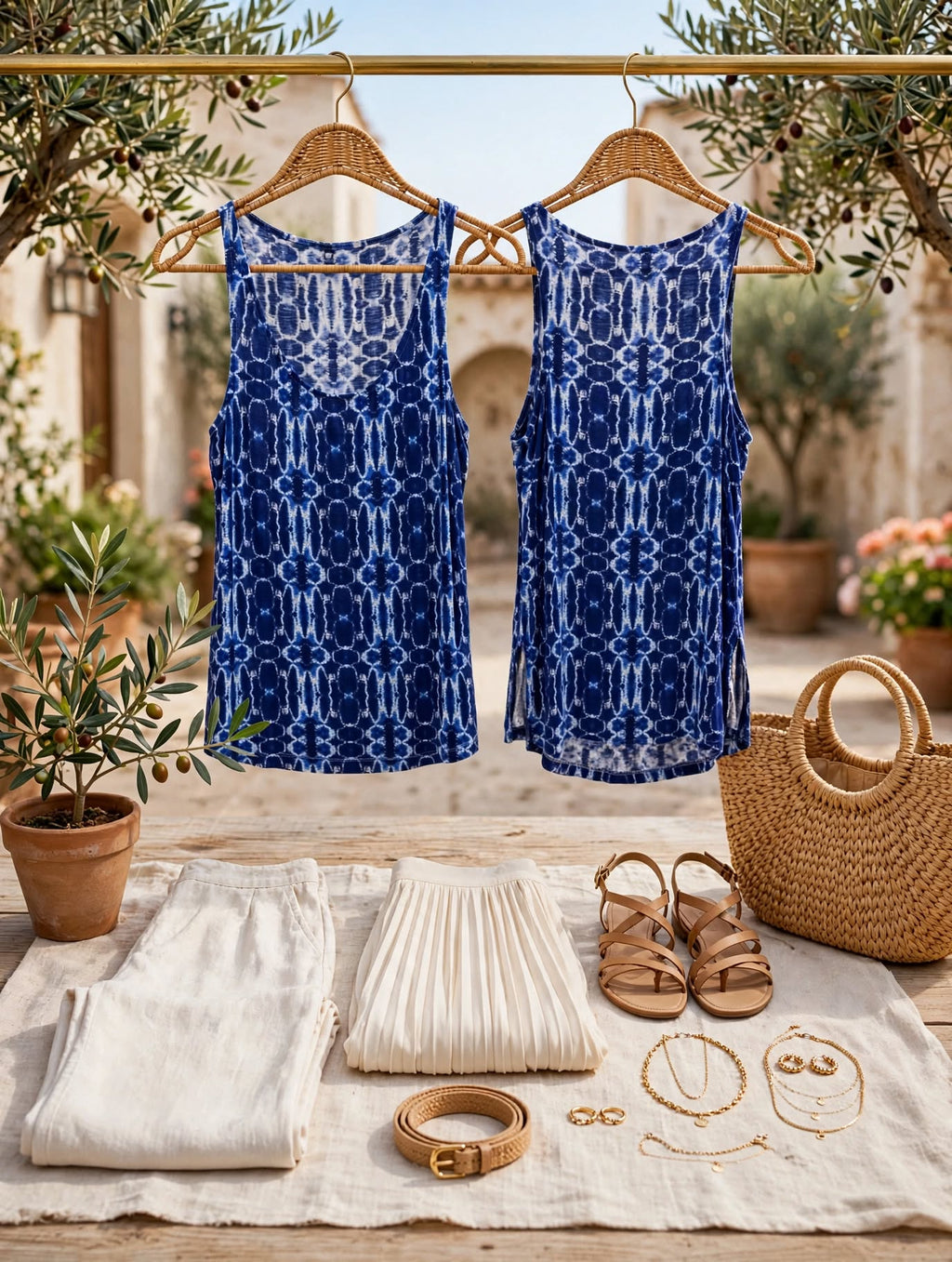 Woolworths Blue Shibori Tie-Dye Sleeveless Top - Size Small