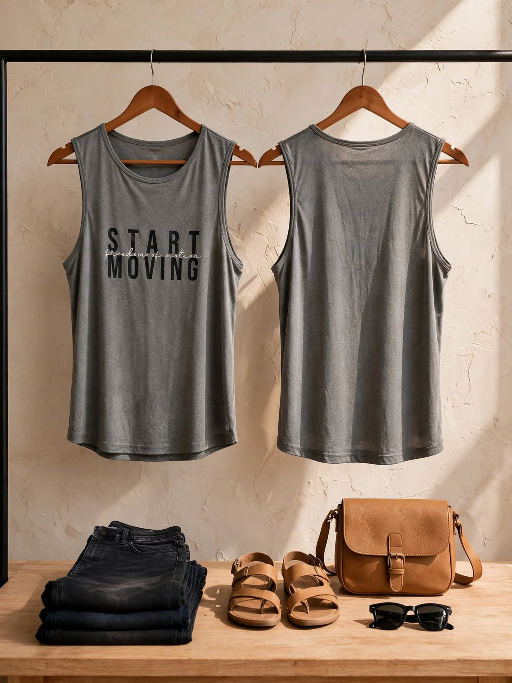 "START MOVING" TS Active Grey Tank Vest - Size Medium