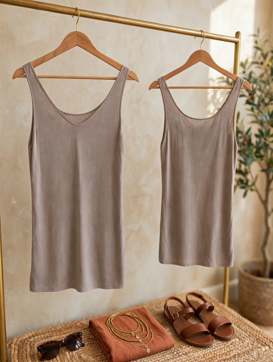 Woolworths Taupe Draped Scoop-Back Vest - Size Medium