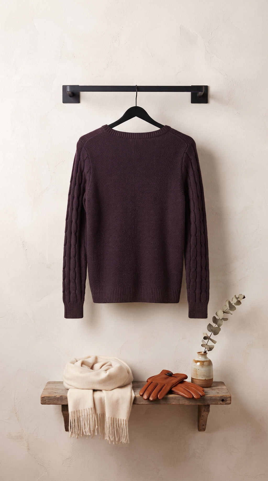 Edgars Real Clothing Women's Plum Cable-Knit Crewneck Jersey – Size XS