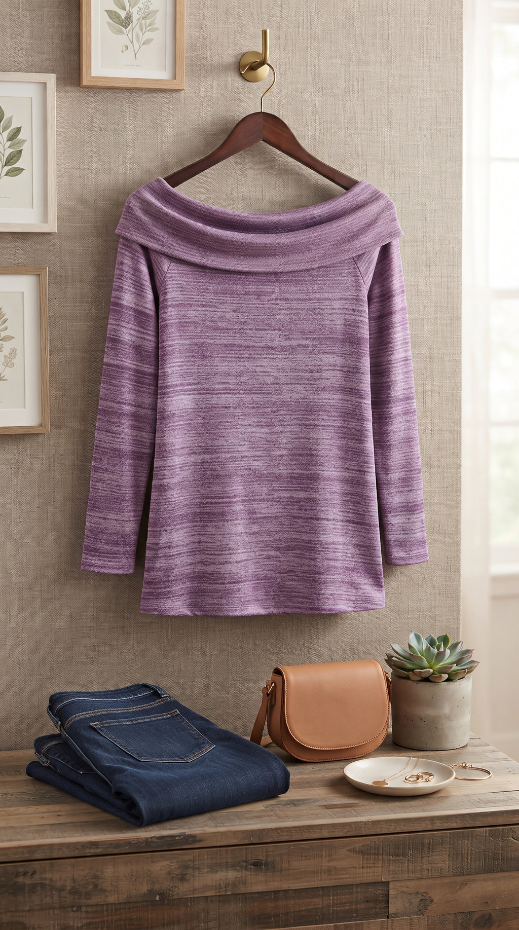 Purple Off-the-Shoulder Textured Blouse – Size Medium