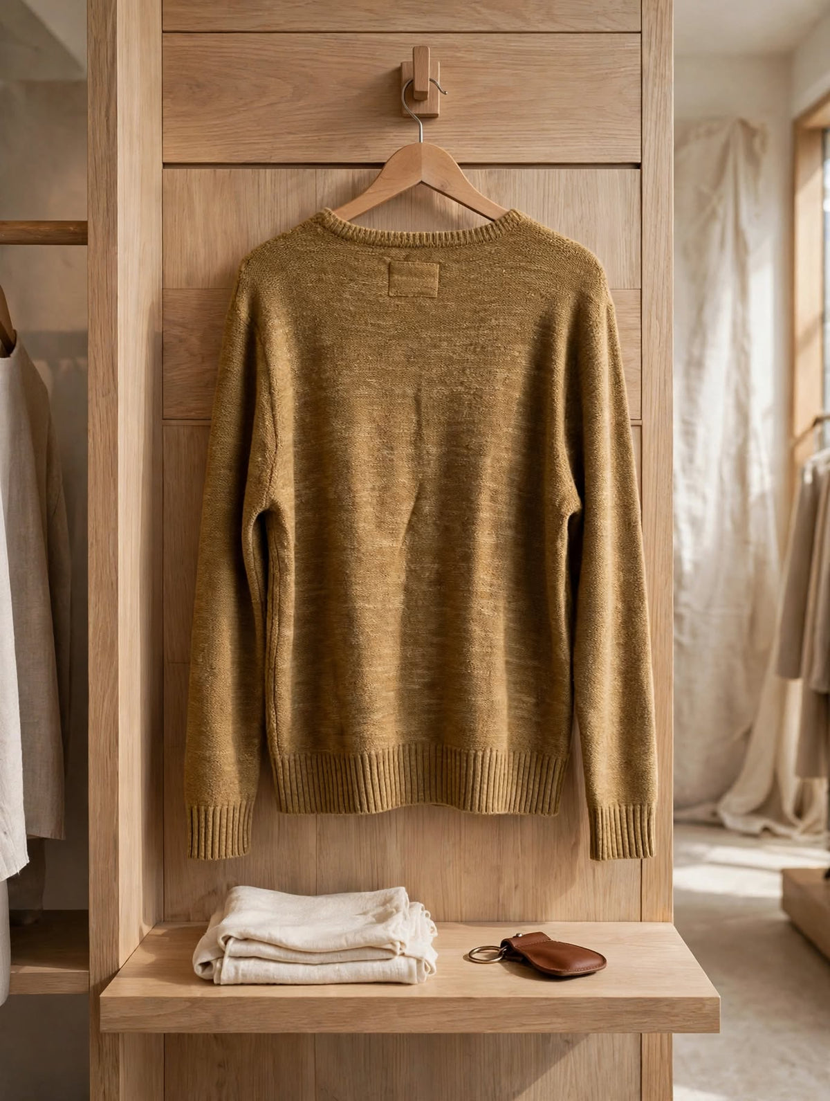 Premium Collection Camel Cable-Knit Jersey - Size Large