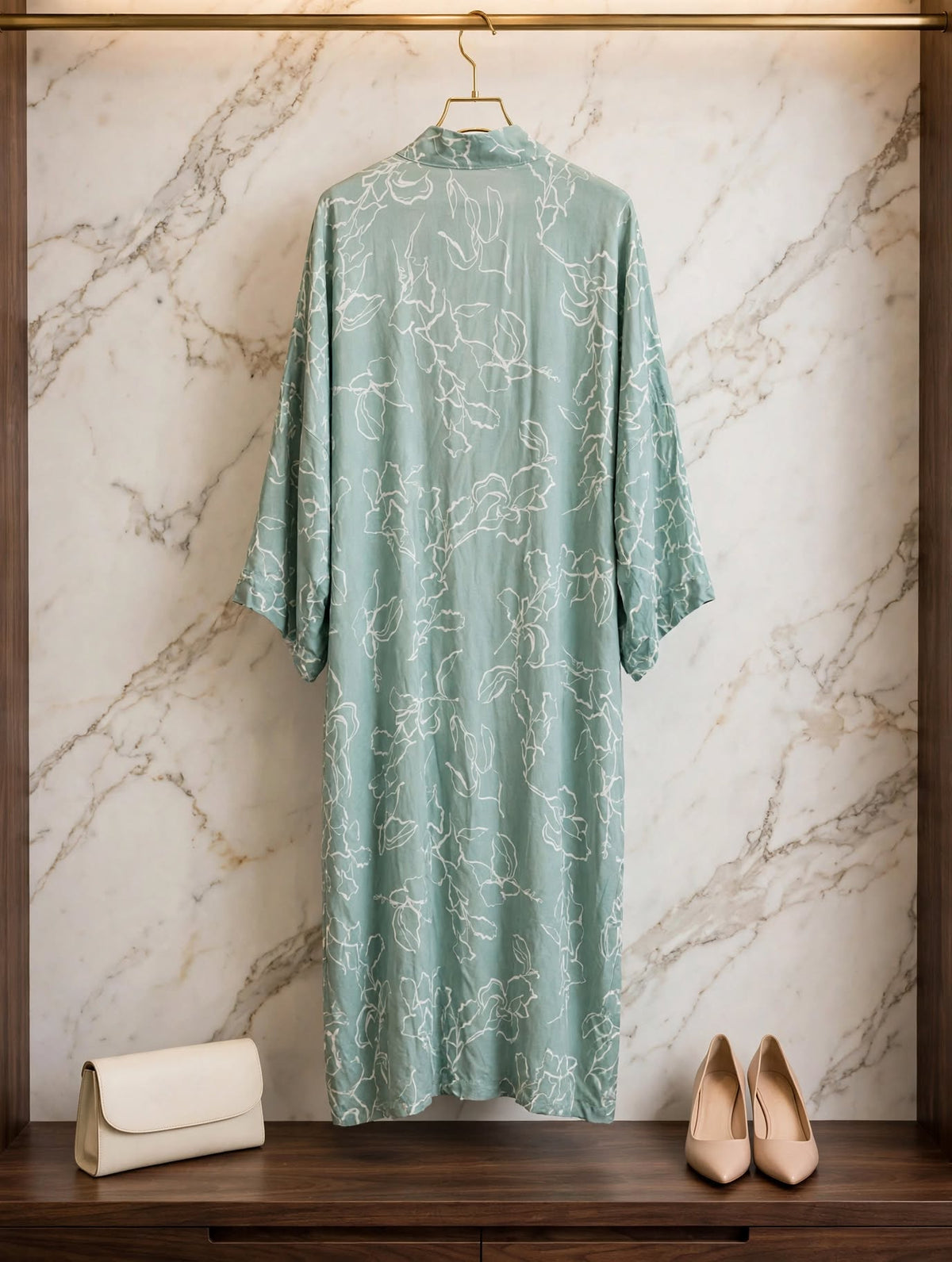 REAL Woman Long Sage Floral Kimono - Size 2XL