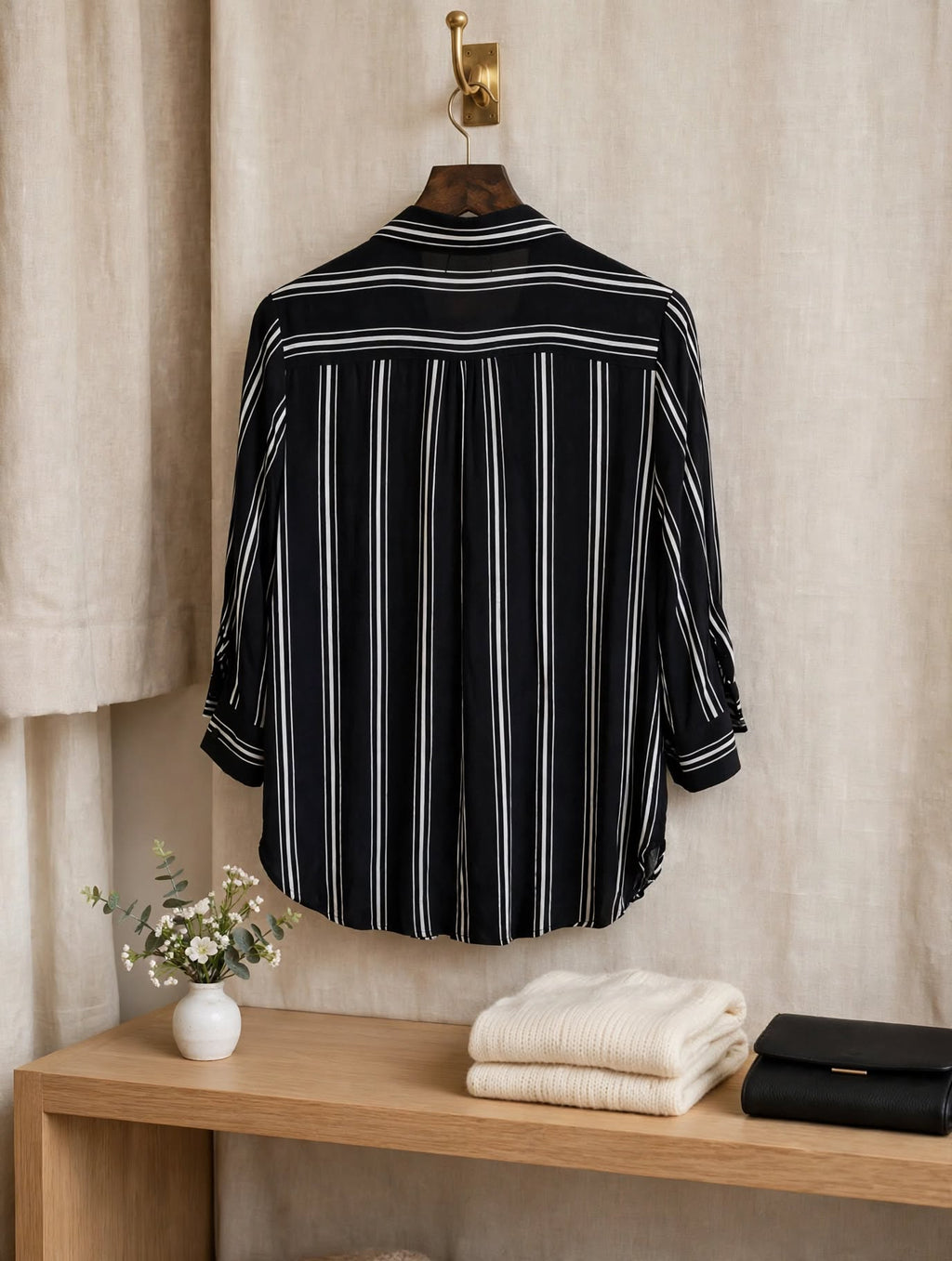 Mr Price RT Black & White Pinstripe Relaxed Shirt - Size XL