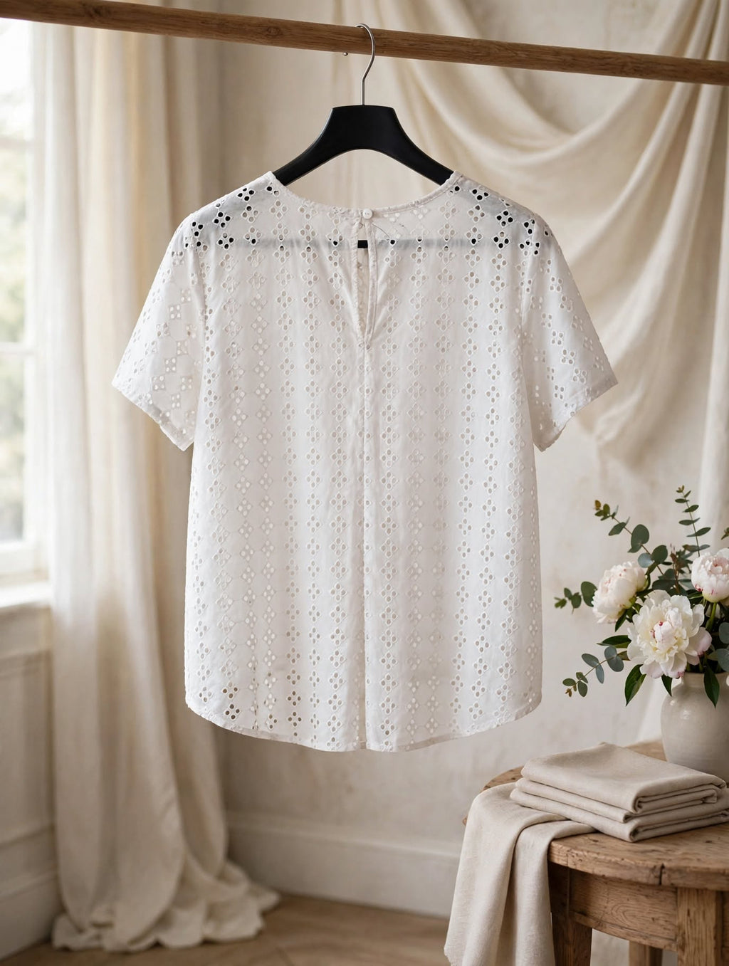 Network White Broderie Anglaise Eyelet Blouse - Size 16