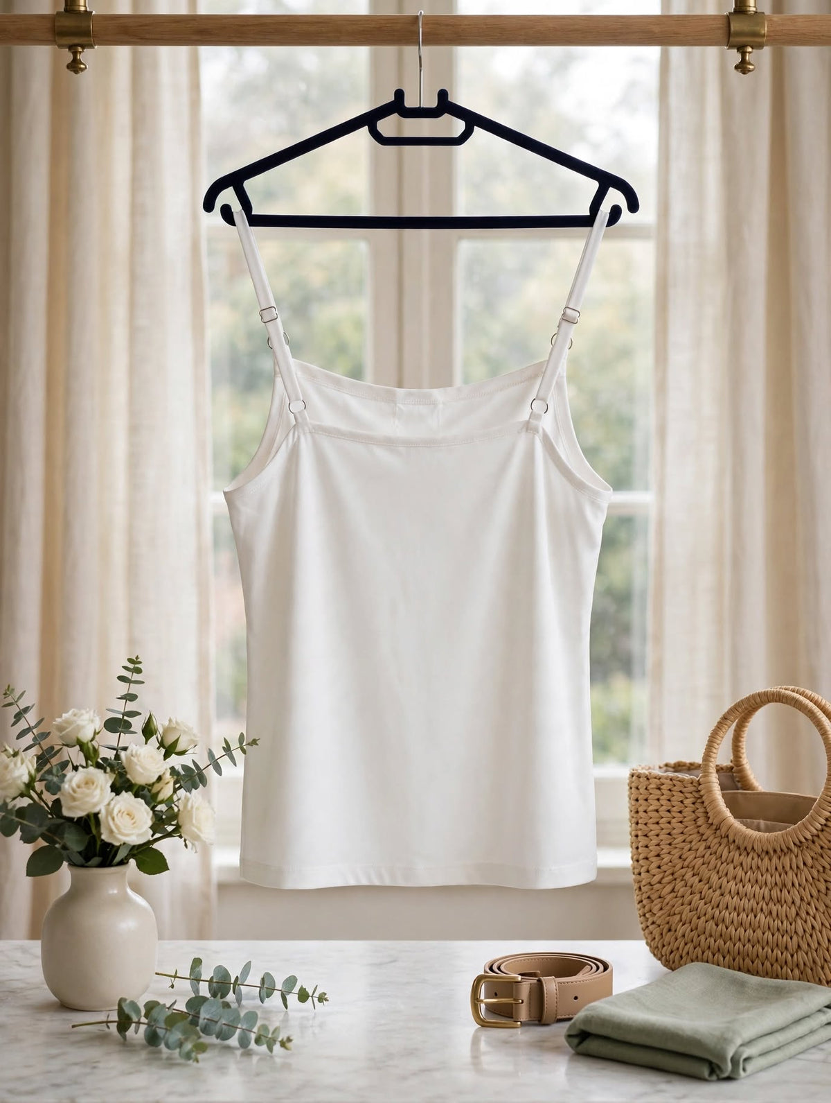 Queenspark White Adjustable Strap Cami Vest - Size 18