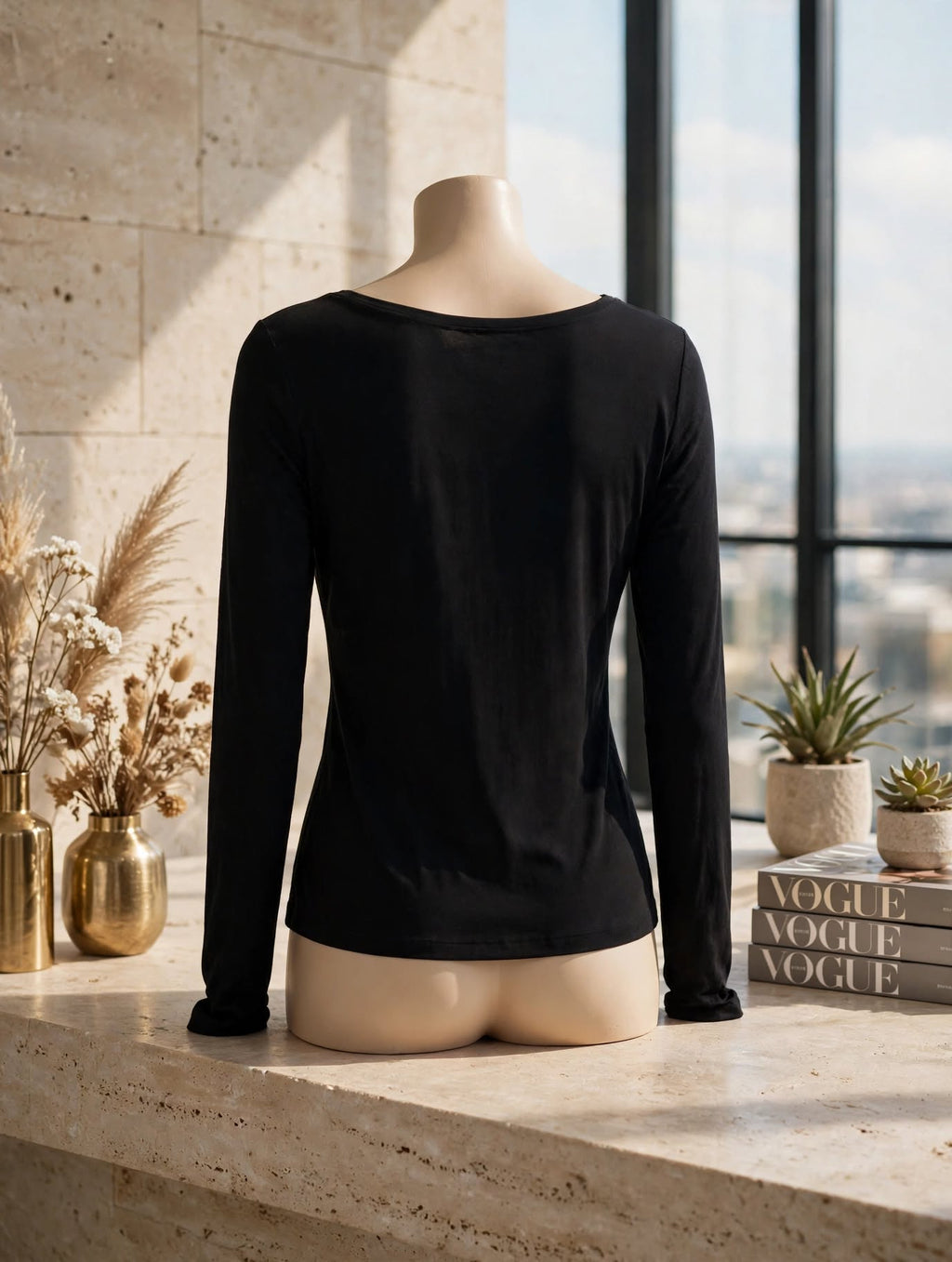 REAL Basics by Pick 'n Pay Black Scoop Neck Long Sleeve Blouse - Size XL