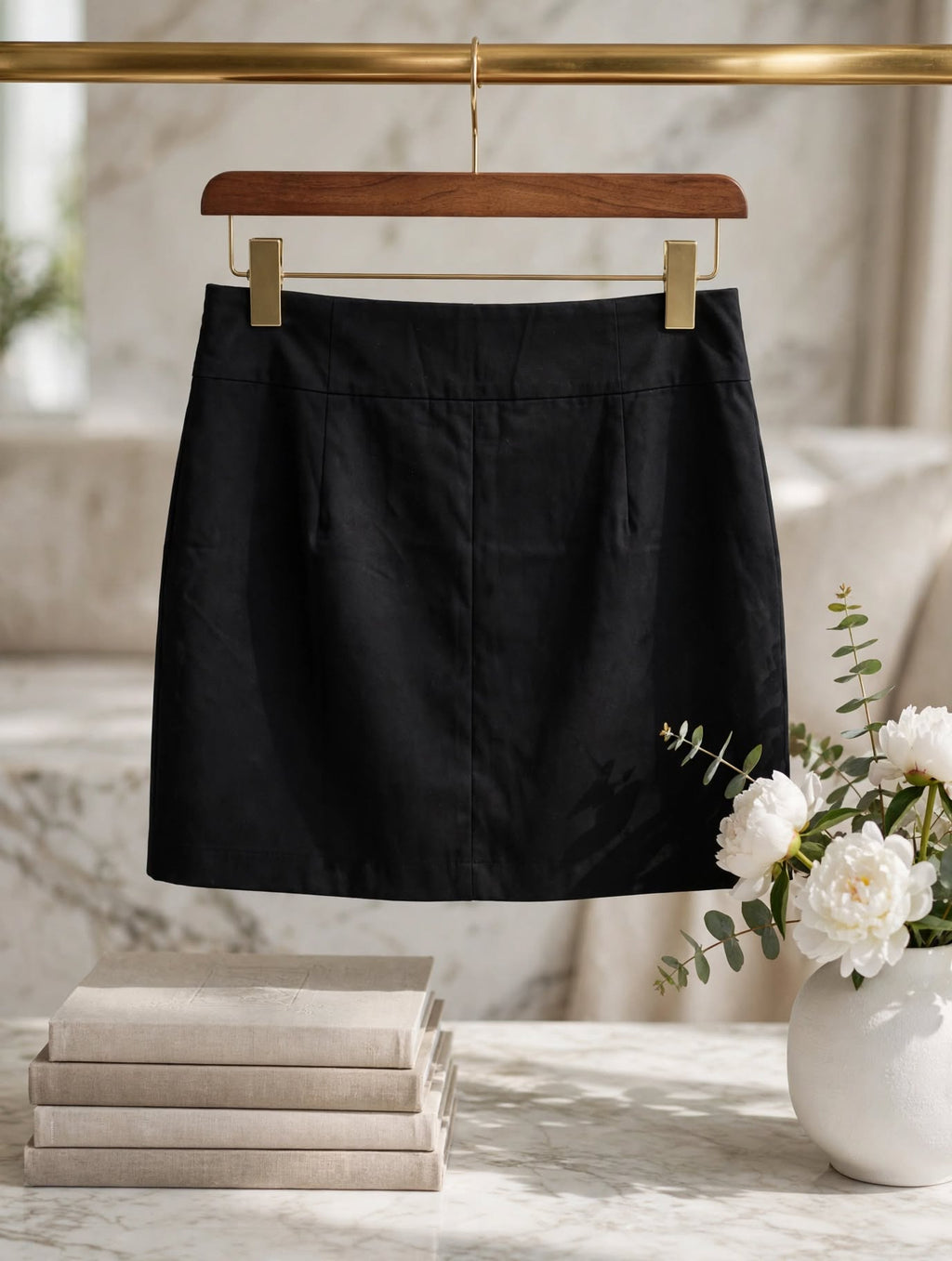 Mozaic Black Button-Side Mini Skirt - Size 42