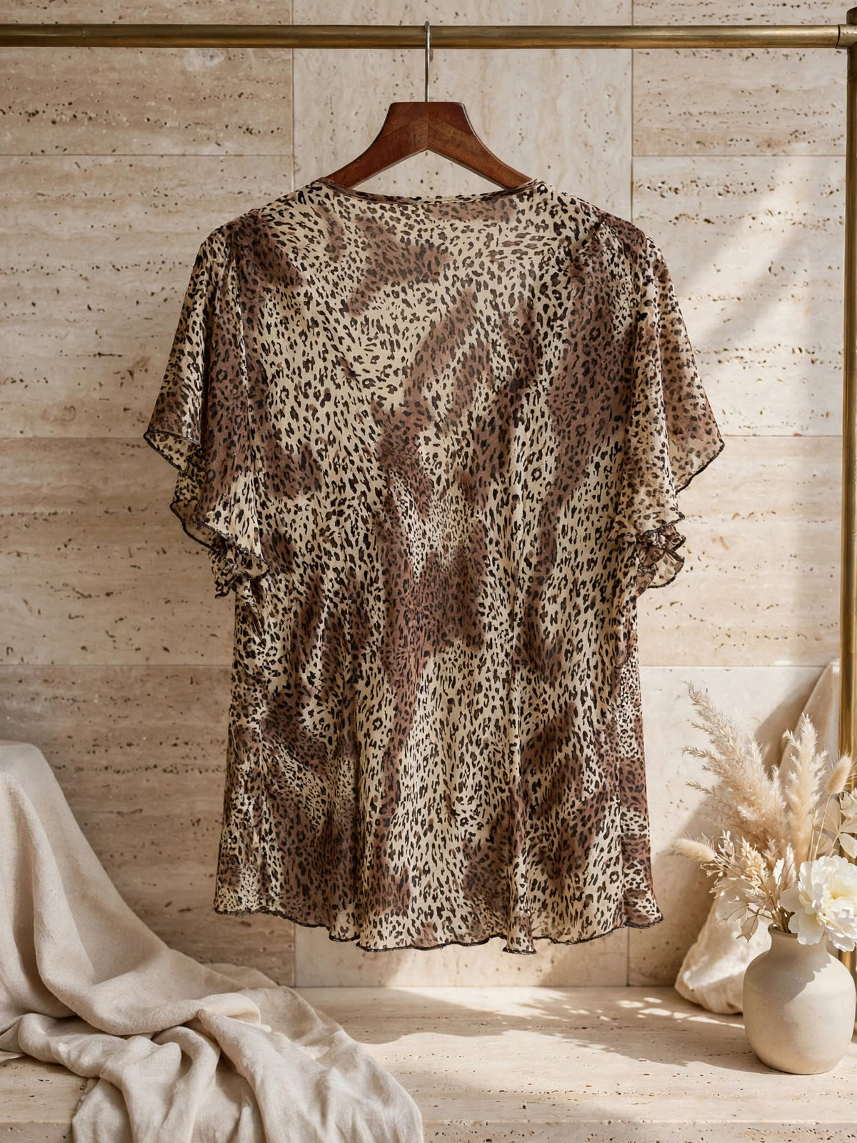 Judy's Pride Leopard Print Chiffon Blouse - Size 42
