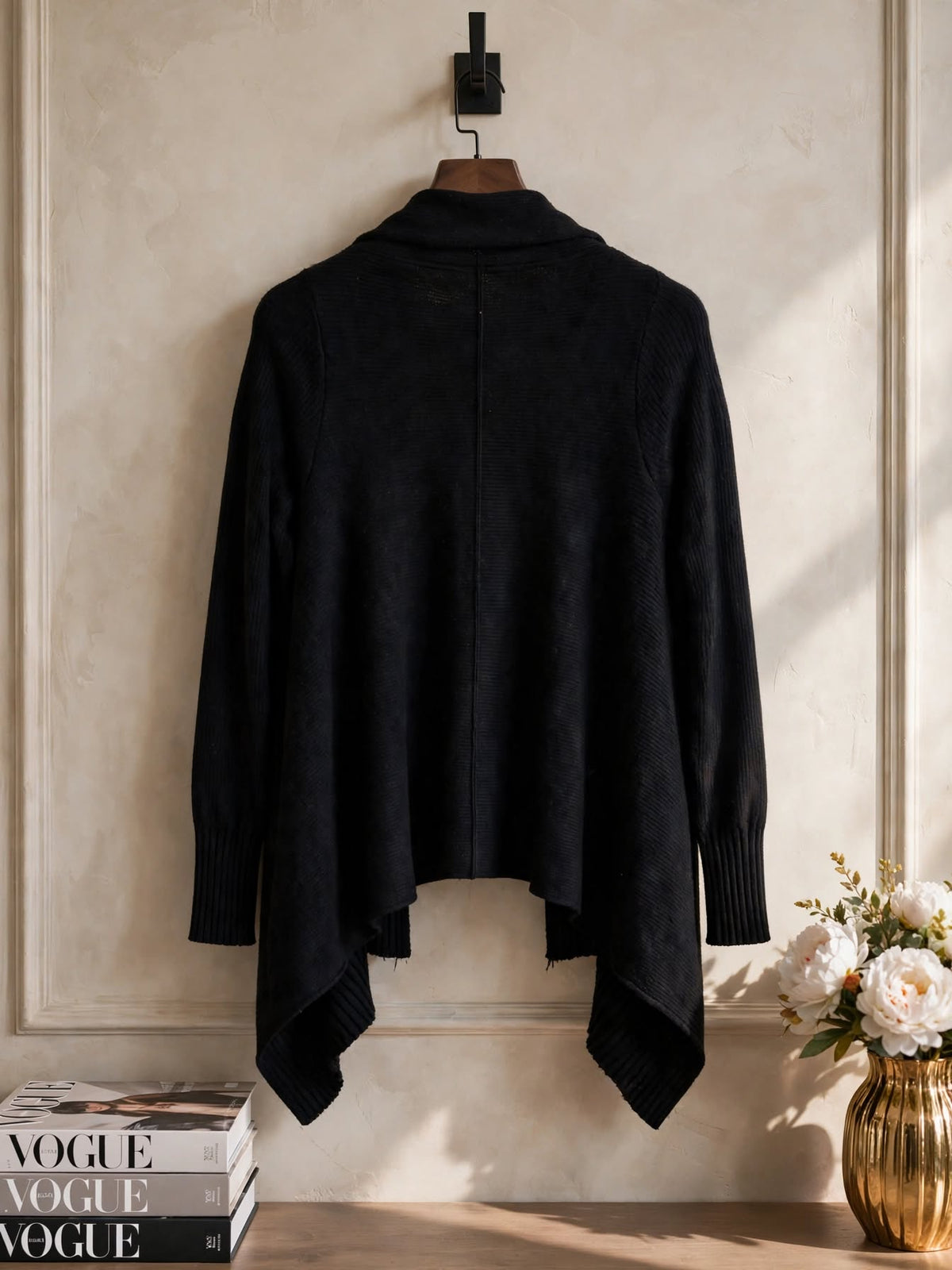 Zara Black Waterfall Open Cardigan - Size Small