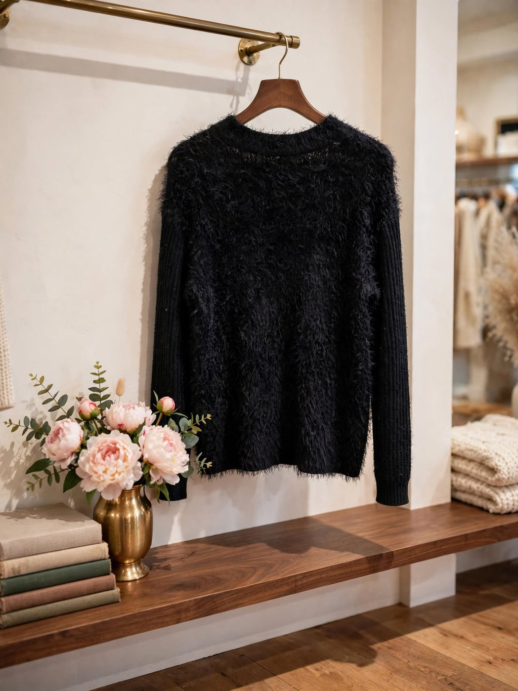 Kelso Black Fluffy Eyelash Knit Jersey - Size 12