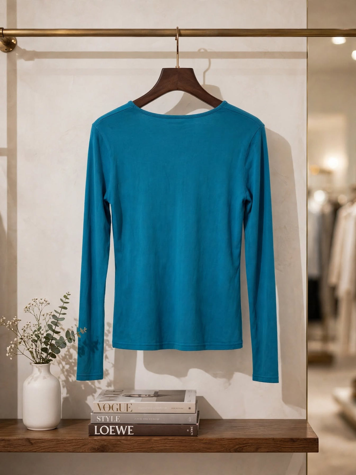 ICE Teal Blue Long Sleeve V-Neck Blouse - Size Medium