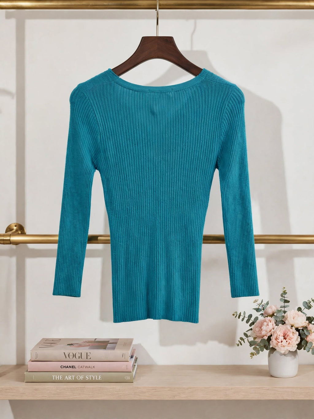 Truworths Inwear Teal Twist Front Ribbed Jersey - Size Medium
