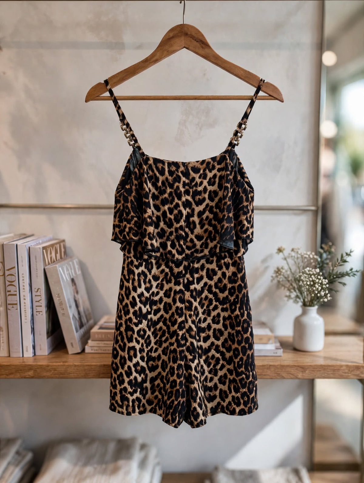 RT Leopard Print Spaghetti Strap Romper - Size Small