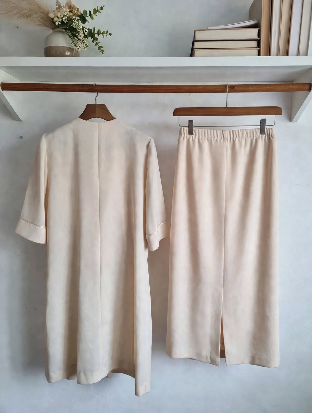 Suzette Exclusive Soft Beige Long Duster Suit - Size 38