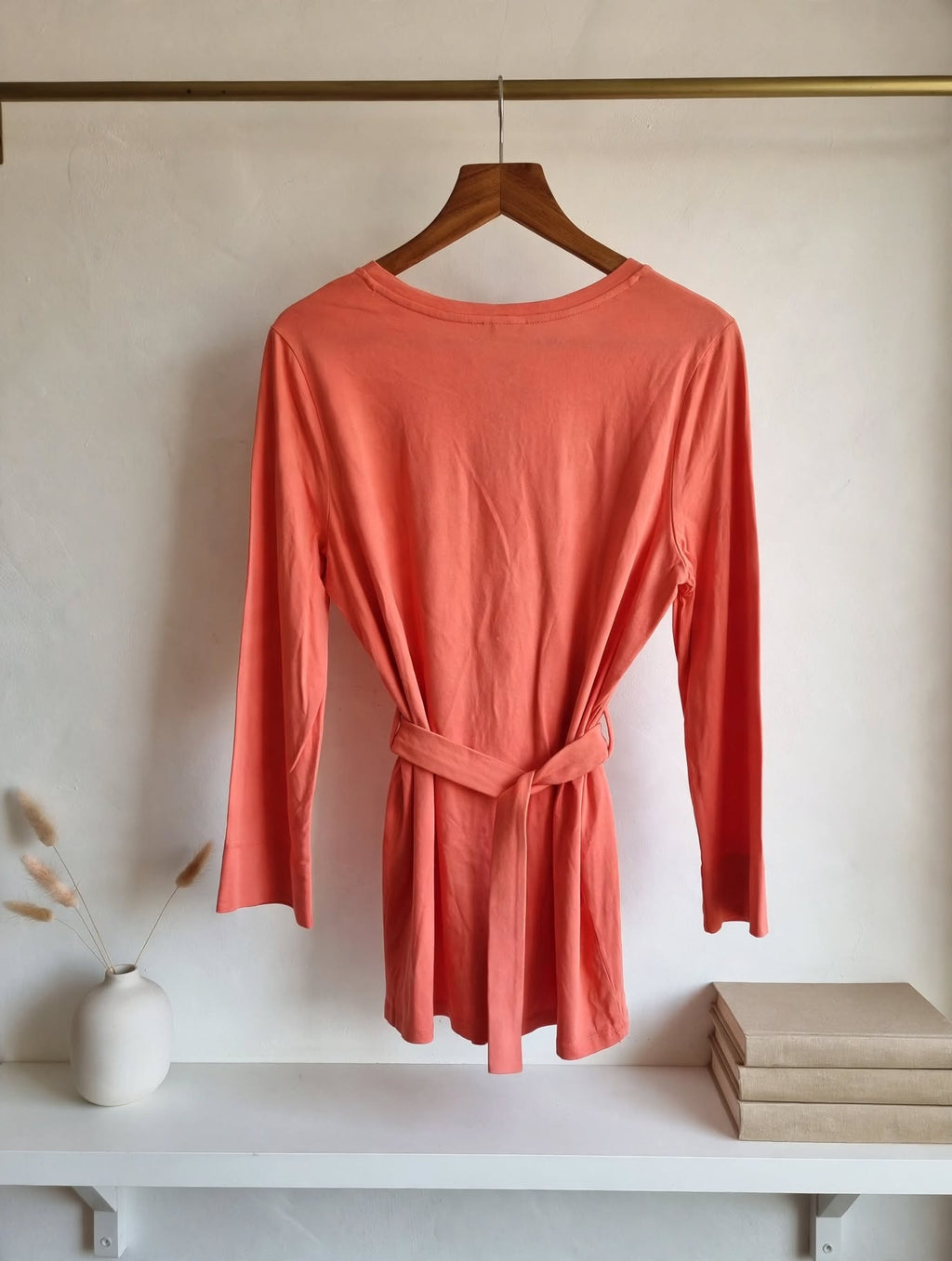 Studio W Coral Belted Tunic Top with Front Eyelet Drawstring - Side Medium