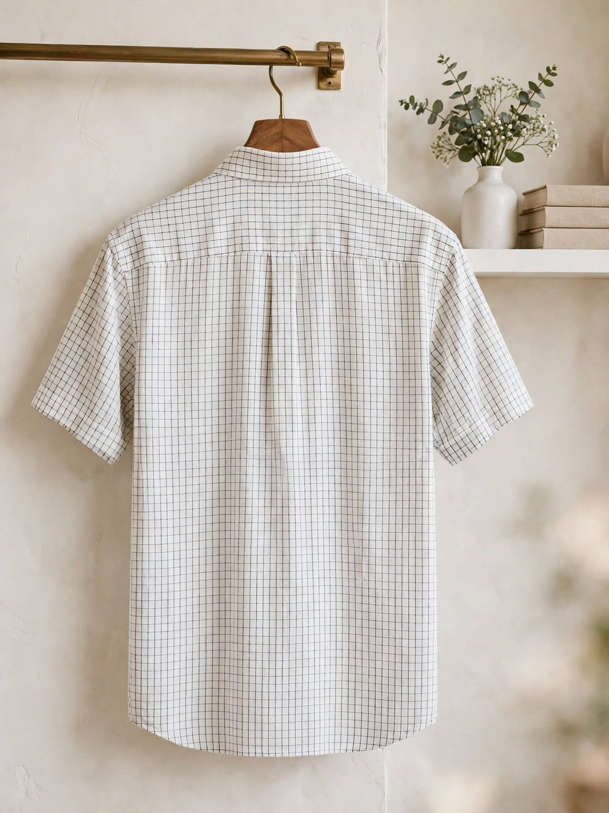 Petrocelli Mens White with Black Grid Check Short Sleeve Button-Up Shirt - Size 3XL