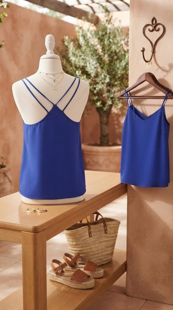 Free 2BU Women's Sleeveless Blouse - Blue, Size 32, Excellent Condition