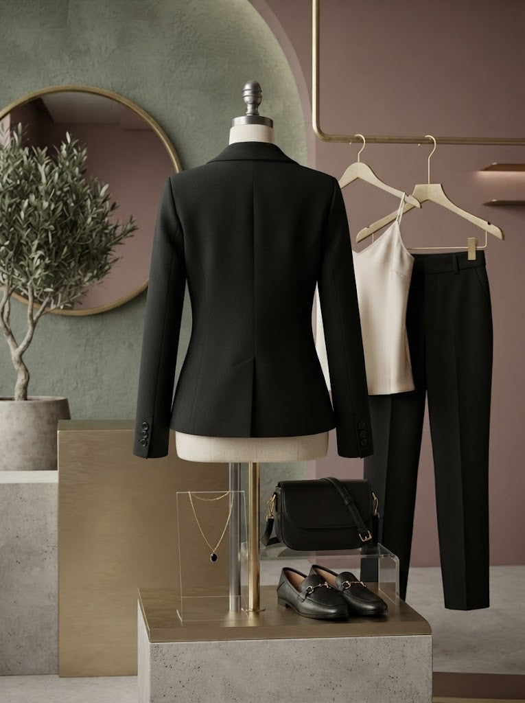 Elegant Structured Double-Breasted Blazer – Black, Size M