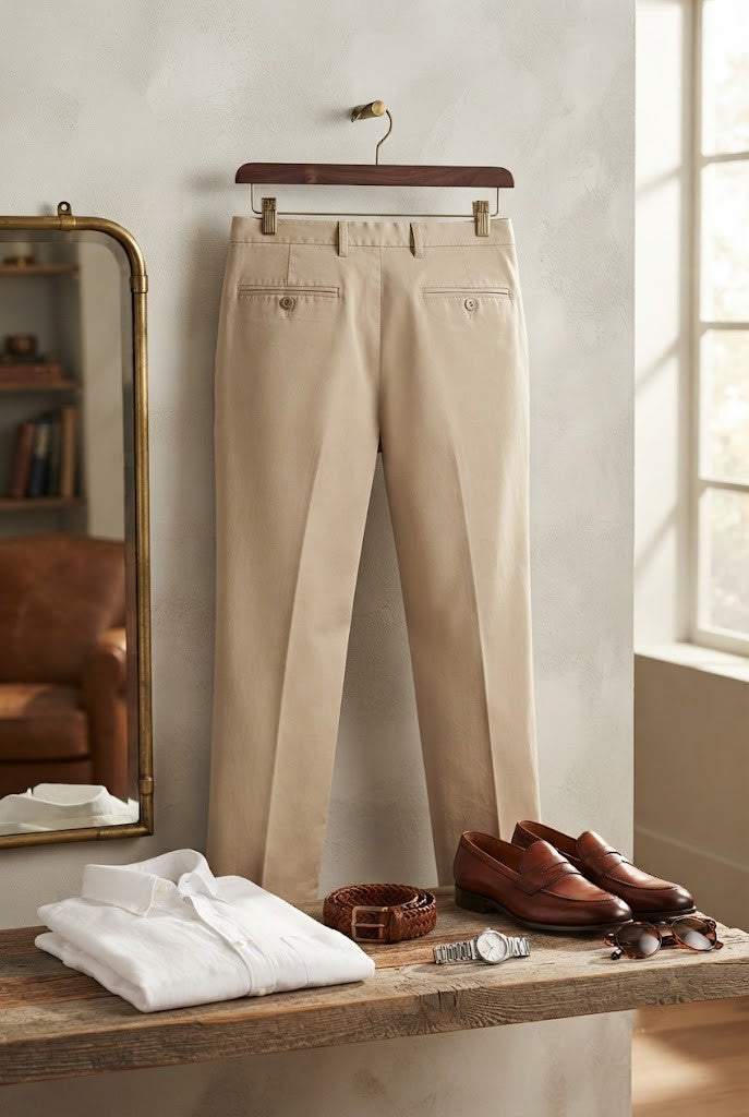 Classic Men's Tailored Chinos - Size 36 | 100% Premium Cotton - Excellent Condition