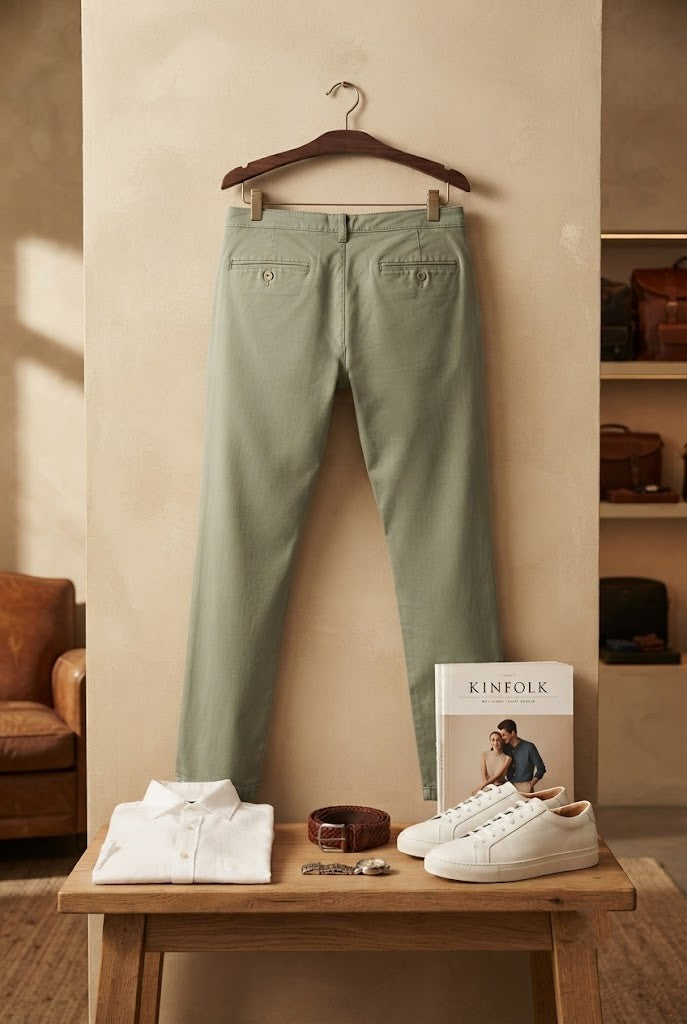 Exact Skinny Chino Pants – Size 38 – Sage Green Cotton Blend