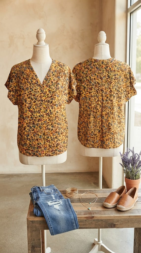 Pre-Loved Milady’s Floral Print V-Neck Blouse – Size 36