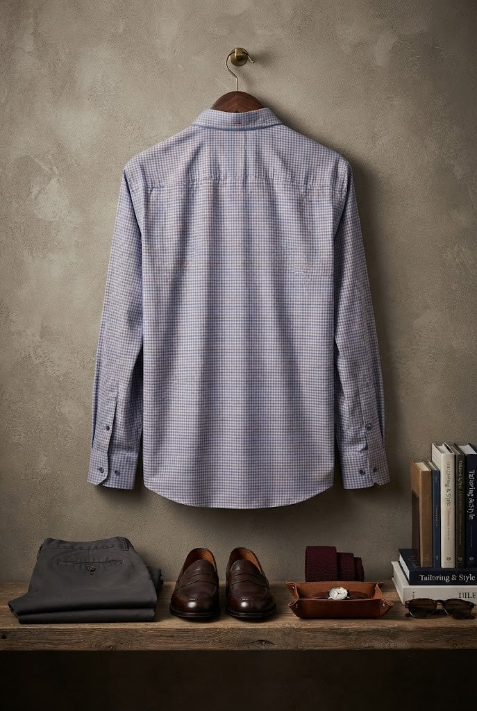 Pierre Cardin Men’s Checkered Long-Sleeve Button-Up Shirt – Size Large, Excellent Condition