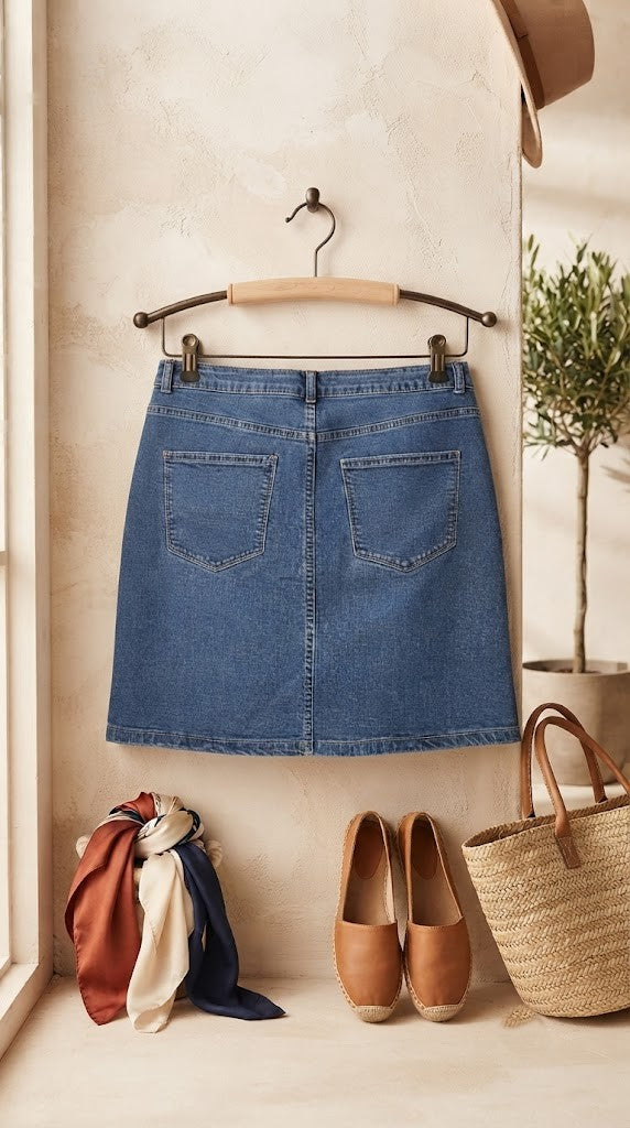 Classic Blue Denim Mini Skirt – Size 42