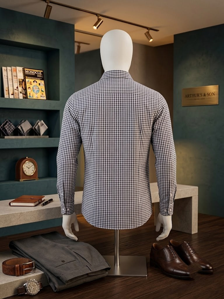 Pierre Cardin Men’s Long Sleeve Gingham Shirt – Size Large, Excellent Condition