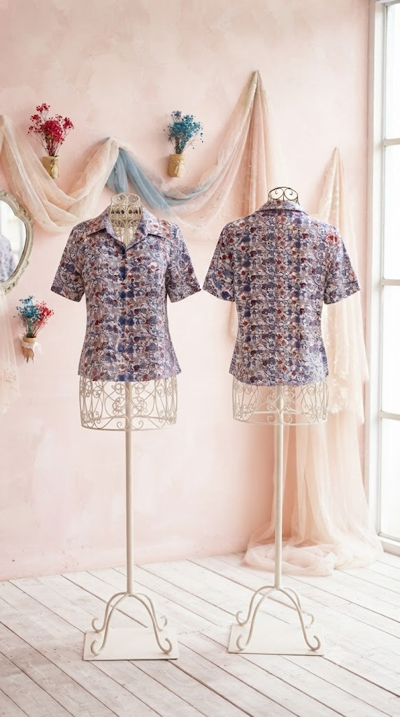 Floral Print Button-Down Blouse - Size Medium