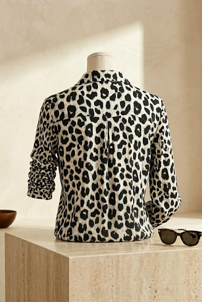 New Fashion Leopard Print Button-Up Blouse - Women’s Size 3XL