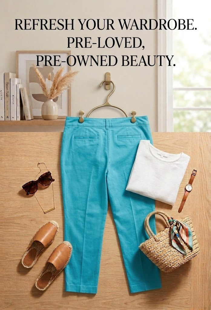 Milady’s Vibrant Teal Cropped Trousers – Size 36 – Excellent Condition