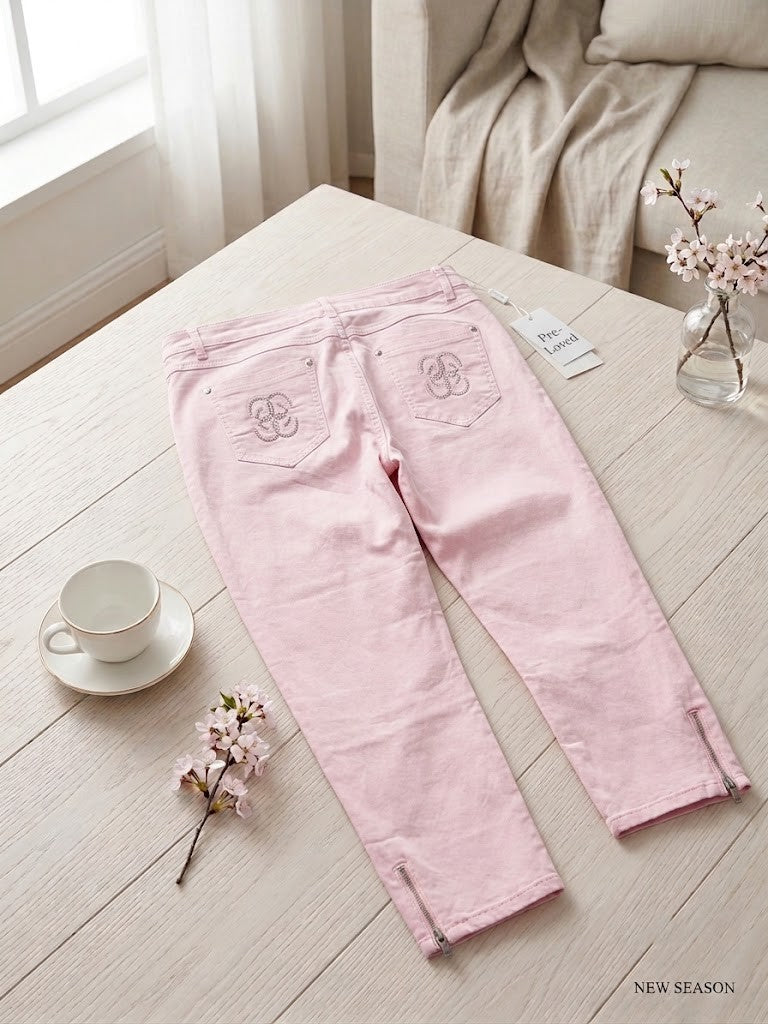 Queenspark Denim Pink Cropped Jeans - Size 38 - Pre-Loved Excellent Condition