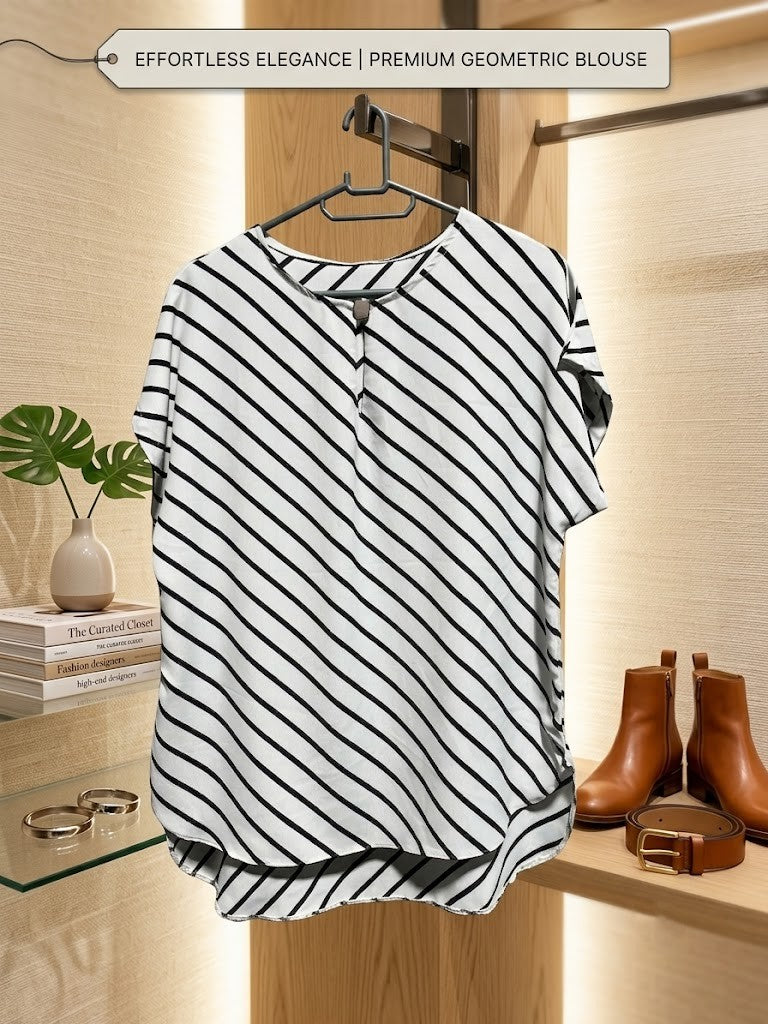 Oakridge Geometric Stripe Blouse – Size Medium (Excellent Condition)