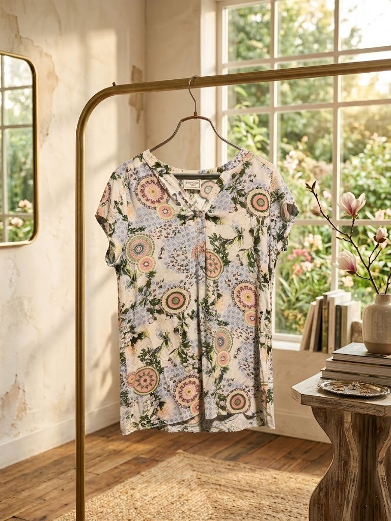 Vintage Contempo Casuals Floral Pattern Blouse - Size 12, Excellent Condition