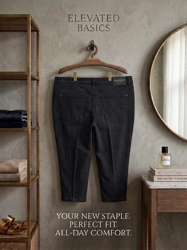 Originals Brand Women’s Cropped Denim Shorts – Black, Size 44 – Excellent Condition