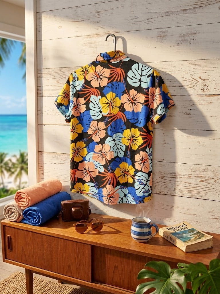 Kids' Tropical Hibiscus Print Short-Sleeve Shirt - Size 9-10 Years