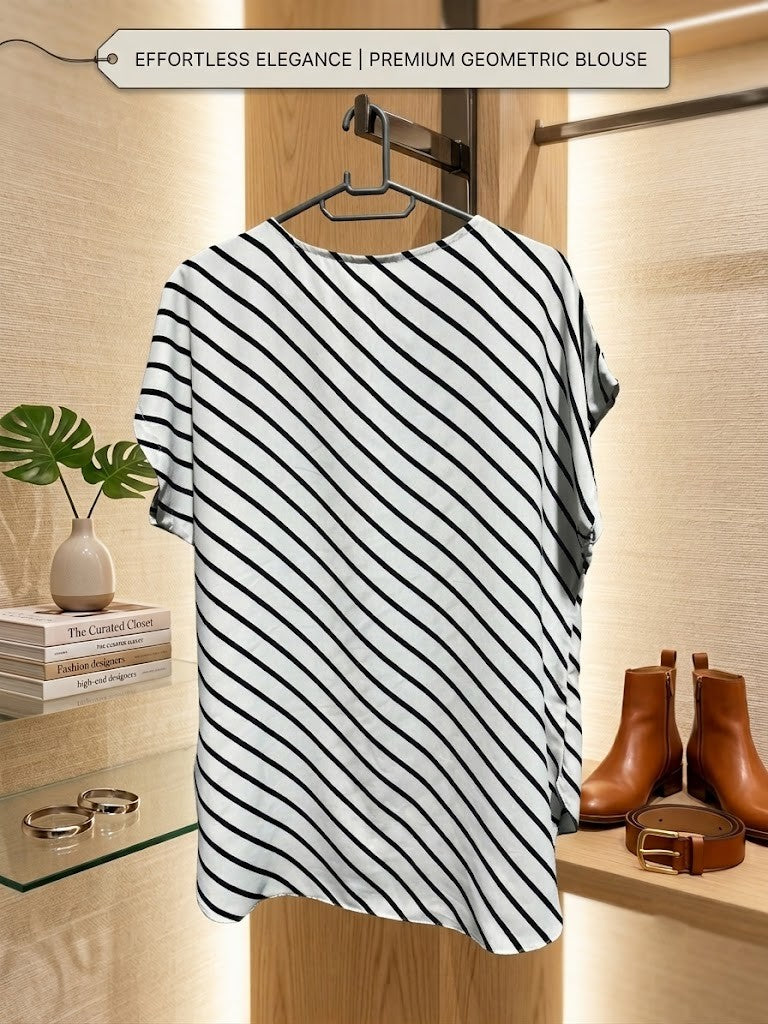 Oakridge Geometric Stripe Blouse – Size Medium (Excellent Condition)