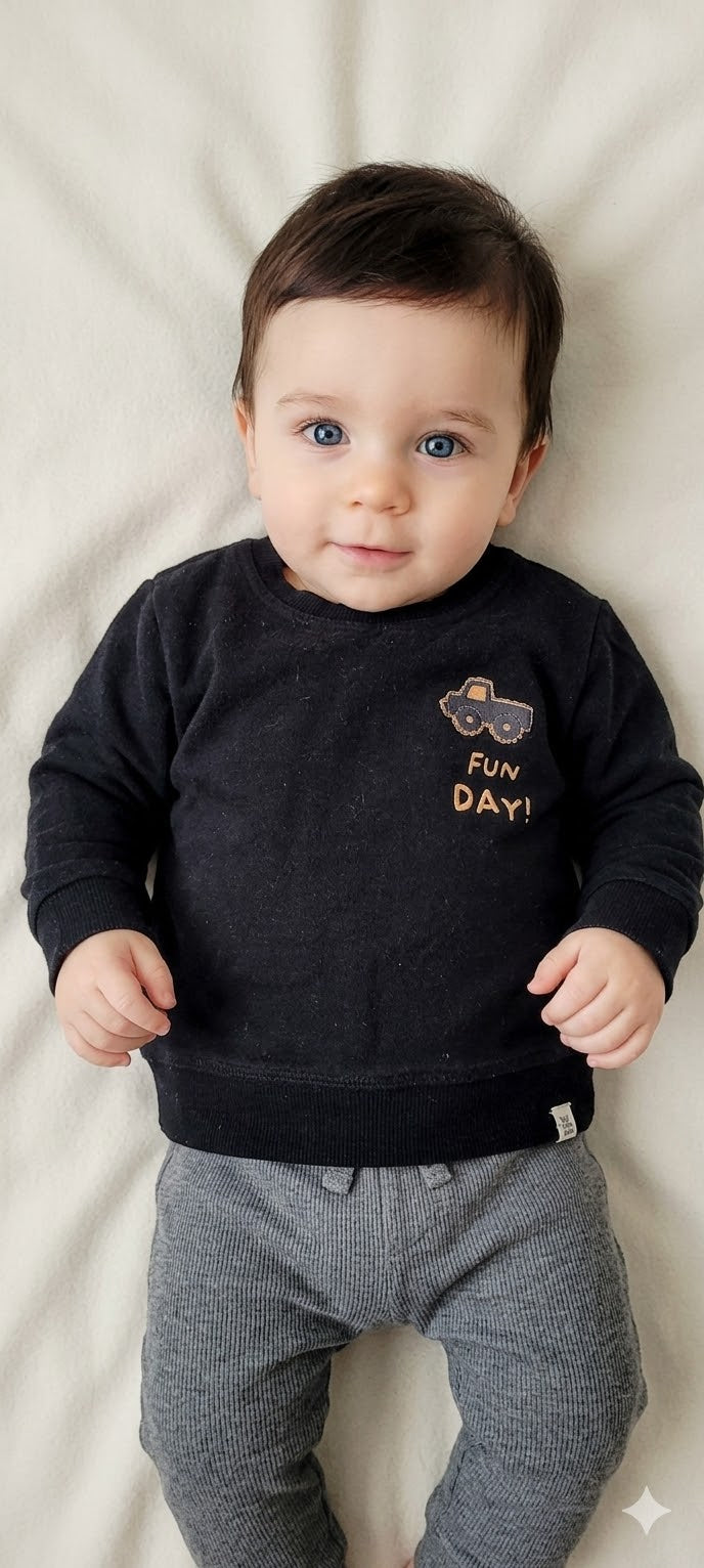 "Fun Day!" Cotton Blend Crewneck Sweatshirt – 6-12 Months